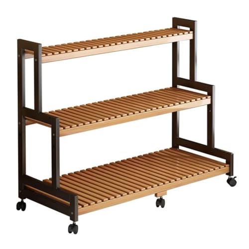 QDZC Rolling Plant Ständer Indoor 3tier Leiter Pflanzenregale mit Rädern, Bambus Outdoor Ständer Ständer Regal Ecke Holz Rolling Plant Halter Gartenpflanze für Gartenbalkone brown QDZC Rolling Plant Ständer Indoor 3tier Leiter Pflanzenregale mit Rädern, Bambus Outdoor Ständer Ständer Regal Ecke Holz Rolling Plant Halter Gartenpflanze für Gartenbalkone brown von QDZC