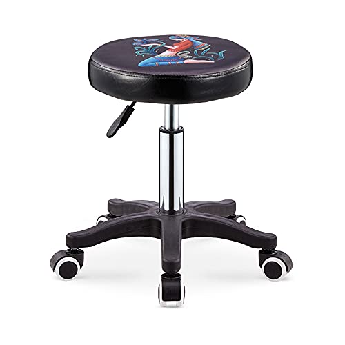 QDZC Rund Rollhocker Höhenverstellbar,PU-Leder Drehbar Rund Rollen Bürohocker Drehhocker Arbeitshocker Hocker für Spa Zeichnung Salon Arbeit Büro friseurstuhl werkstattho black2 von QDZC