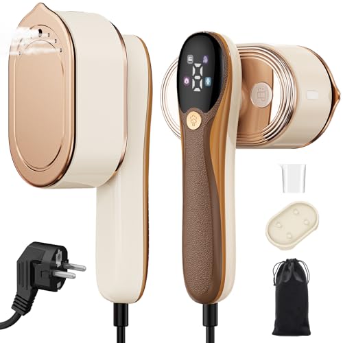 QEANY 1200W Steamer Dampfglätter,Tragbare Reise Dampfglätter,Reisebügeleisen Mini(100-240V),mit 110 ml Wassertank e 4 Dampfstufen für Zuhause Reisen von QEANY