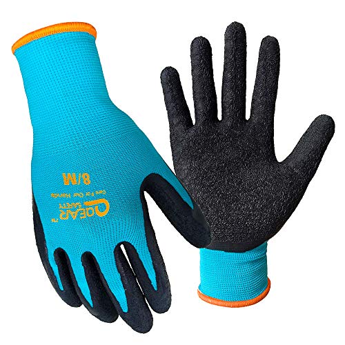QEAR SAFETY 3 Paar Gartenarbeitshandschuhe, texturierte Latex-Handfläche für Griffigkeit, Dornfestigkeit und Wasser- Schmutzresistenz, Small von QEARSAFETY