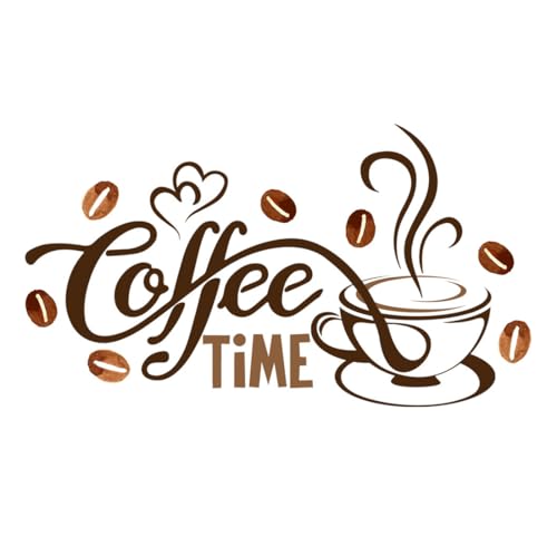 QEDBOJE Wandtattoo Küche Kaffee Deko selbstklebend Wandaufkleber für Esszimmer Büro Coffee Time Spruch mit Bohnen Motiv von QEDBOJE
