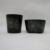 2Er Set Natürlicher Speckstein Schalen - Pfauenfeder Design, Mehrzweckkerze, Schmuckstück, Potpourri & Räucherkegelhalter von QEDECOR