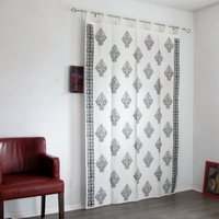 Handbedruckte Baumwoll Tab Top Vorhänge, Loop Gardinen, Boho, Boho Print, Monochrom von QEDECOR