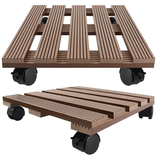 QEENTOE 2X WPC Pflanzenroller Tragkraft 100KG Rollbrett Pflanzen witterungsbestaendig Pflanzenroller für Außen- und Innenbereich Blumenroller Untersetzer Blumentopf mit Rollen - Braun Quadrat QEENTOE 2X WPC Pflanzenroller Tragkraft 100KG Rollbrett Pflanzen witterungsbestaendig Pflanzenroller für Außen- und Innenbereich Blumenroller Untersetzer Blumentopf mit Rollen - Braun Quadrat von QEENTOE