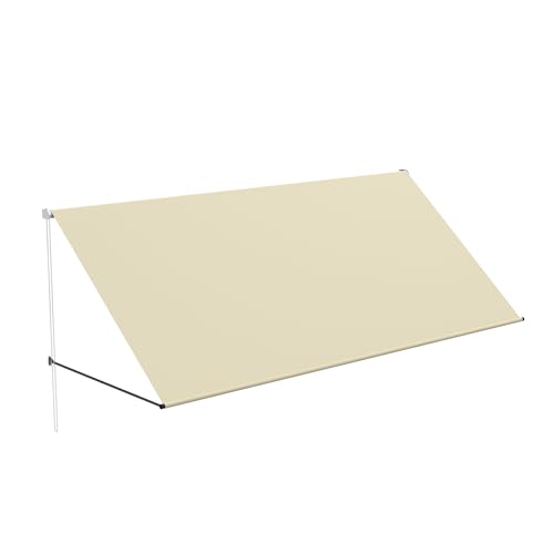 QEENTOE 300x145cm Fallarmmarkise Markise Fenstermarkise – Wetterfeste Balkonmarkise aus Stahl – UV-beständiger Sonnenschutz für Fenster, Balkon & Terrasse (Beige) von QEENTOE