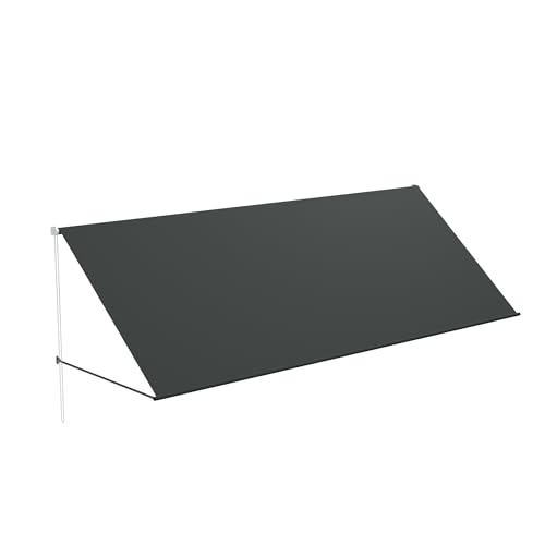 QEENTOE 350x145cm Fallarmmarkise Markise Fenstermarkise – Wetterfeste Balkonmarkise aus Stahl – UV-beständiger Sonnenschutz für Fenster, Balkon & Terrasse (Anthrazit) von QEENTOE
