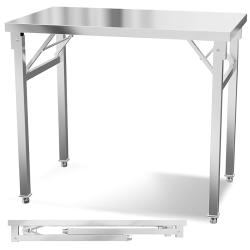 QEENTOE Edelstahltisch Servierwagen Edelstahl Werkbank Klappbar Tragkraft 300KG Zubereitungstisch Gastronomietisch Federfalzsystem höhenverstellbare Füße - 120x70x85cm QEENTOE Edelstahltisch Servierwagen Edelstahl Werkbank Klappbar Tragkraft 300KG Zubereitungstisch Gastronomietisch Federfalzsystem höhenverstellbare Füße - 120x70x85cm von QEENTOE