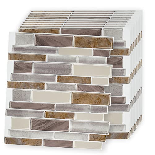 QEENTOE Fliesenaufkleber 30.5 x 30.5 cm Selbstklebend Fliesenaufkleber Wandfliesen Selbstklebend für Küche Esszimmer Bad Fliesenfolie Deko-10 stück(Marmor Design-Gelb) von QEENTOE