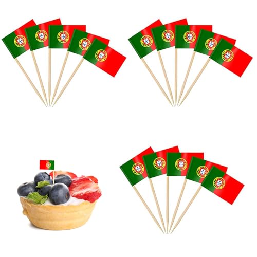 100 Stück Portugal Zahnstocher Flagge, Cocktail Stick Flaggen, Zahnstocher Flagge für Sandwich, Portugal Cocktail Stick Flaggen, für Party Food Cake Obst Geschirr Party Pub Dekoration 100 Stück Portugal Zahnstocher Flagge, Cocktail Stick Flaggen, Zahnstocher Flagge für Sandwich, Portugal Cocktail Stick Flaggen, für Party Food Cake Obst Geschirr Party Pub Dekoration von QEEROYO