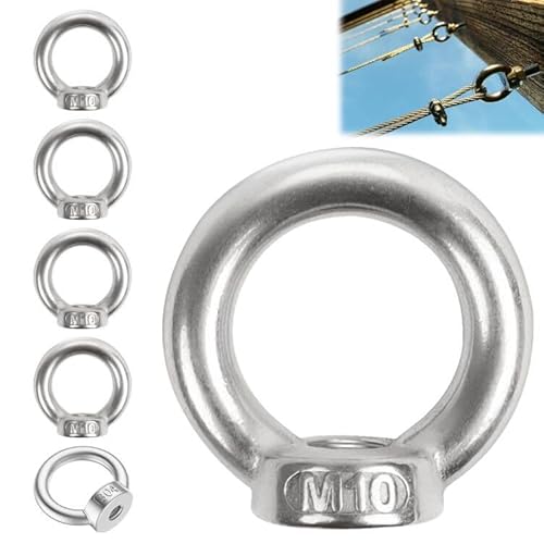 5 Stück Ringmuttern M10, Ringmutter, M10 Edelstahl Ringmutter, Augenmutter 304 Edelstahl, Ringösen Gewinde, Augenmuttern, Ösenmutter Ringmuttern 5 Stück Ringmuttern M10, Ringmutter, M10 Edelstahl Ringmutter, Augenmutter 304 Edelstahl, Ringösen Gewinde, Augenmuttern, Ösenmutter Ringmuttern von QEEROYO