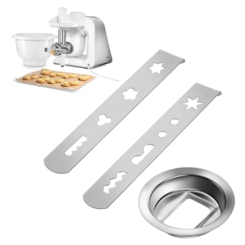 2 Stück Spritzgebäckvorsatz, Spritzgebäckvorsatz Zubehör,8 Formen Spritzgebäckvorsatz mit Verbindungsring, für Fleischwolf, Cookie Kekspresse Aufsatz für Keksen, Desserts, Hackfleisch von QEEROYO