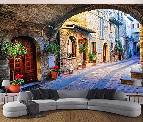 Fototapete 3D Tapete Italien Stadt Straße Fototapete 3D Tapeten 3D Effekt Wohnzimmer Deko Schlafzimmer Wanddeko Wandbilder von QEETapete