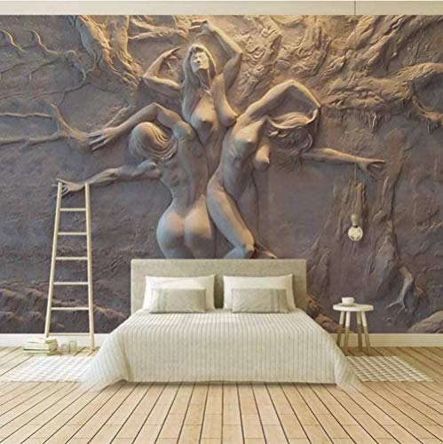 Tapete Fototapete 3D Effekt Drei Frauen Europäische Skulptur Wandbild Wandtapete Hauptdekorationen Für Wohnzimmer Schlafzimmer,200x140cm von QEETapete