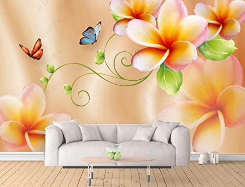 Tapeten Fototapete 3D Effekt Blumen Schmetterlingsblätter Wandbilder Tapete Wandtapete Für Schlafzimmer Wohnzimmer 350x250cm-SJJ06638 von QEETapete