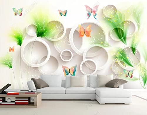 Tapeten Fototapete 3D Effekt Schmetterling Weißer Kreis Wandbilder Tapete Wandtapete Für Schlafzimmer Wohnzimmer 350x250cm-SJJ21542 von QEETapete