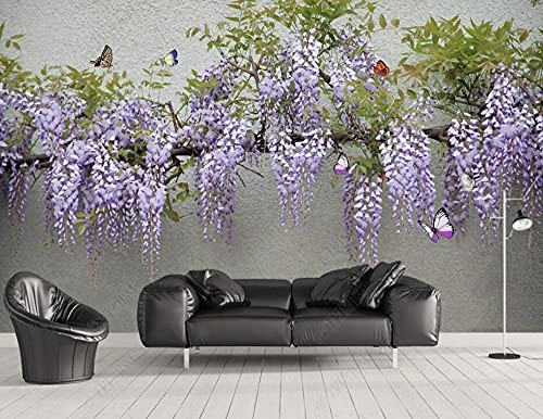 Tapeten Fototapete 3d Effekt Blauregen Schmetterling Wandbilder Tapeten Wandtapete für Schlafzimmer Wohnzimmer Sofa Tv Hintergrund Wanddekoration,200x140cm von QEETapete