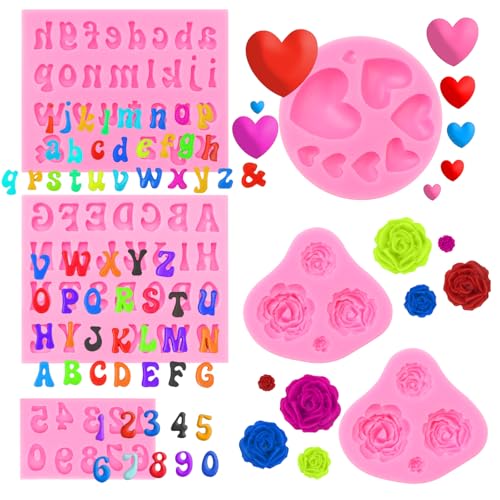 QEEYON 6 Stück Zahlen und Alphabet Silikonform,3D Blume Silikon Form Liebe Silikonform Zahlen 0-9 und Buchstaben Silikonform,Silikonform Alphabet Rose Blume Fondant Form für Kuchen Dekoration QEEYON 6 Stück Zahlen und Alphabet Silikonform,3D Blume Silikon Form Liebe Silikonform Zahlen 0-9 und Buchstaben Silikonform,Silikonform Alphabet Rose Blume Fondant Form für Kuchen Dekoration von QEEYON