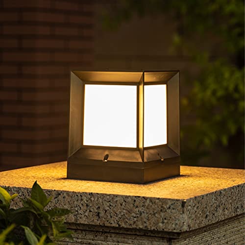 FREEDL Klassisch Pfostenlichter Außen Quadratische Gartenleuchte, E27 Pollerleuchte Aussen Sockelleuchte Anthrazit Wegeleuchten Antikem Look Outdoor Retro Gartenlampe Wasserdicht Pfostenleuchte,S von FREEDL