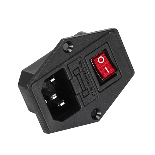 10A AC 250V 3 Terminal Steckdose Mit Sicherung Halter Rocker Schalter AC Power Kabel 1Pcs(Red) von QEJBQKWU