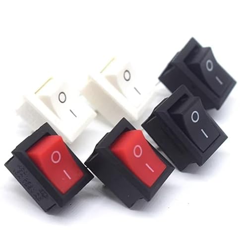 15 * 21mm 2Pin SPST ON/OFF Boot Wippschalter 6A 250V KCD1 KCD1-101 Snap-in Schwarz Wippschalter 1 Stücke(Red) von QEJBQKWU