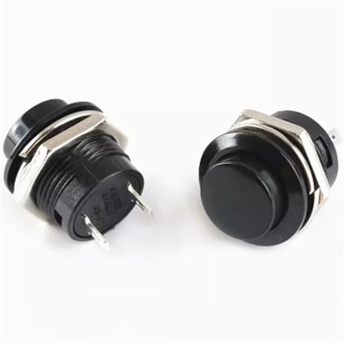 16mm Momentary Push Button Switch R13-507 Selbst-Recovery-Taste 6A 125V 3A 250V 1Pcs(Black) von QEJBQKWU