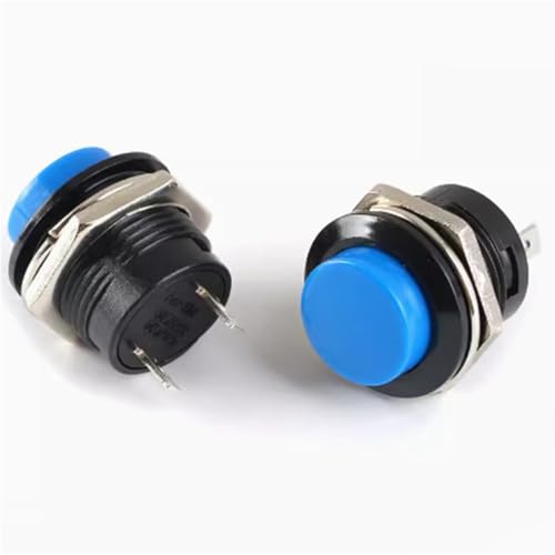 16mm Momentary Push Button Switch R13-507 Selbst-Recovery-Taste 6A 125V 3A 250V 1Pcs(Blue) von QEJBQKWU
