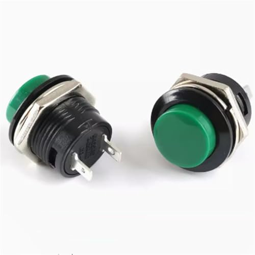 16mm Momentary Push Button Switch R13-507 Selbst-Recovery-Taste 6A 125V 3A 250V 1Pcs(Green) von QEJBQKWU