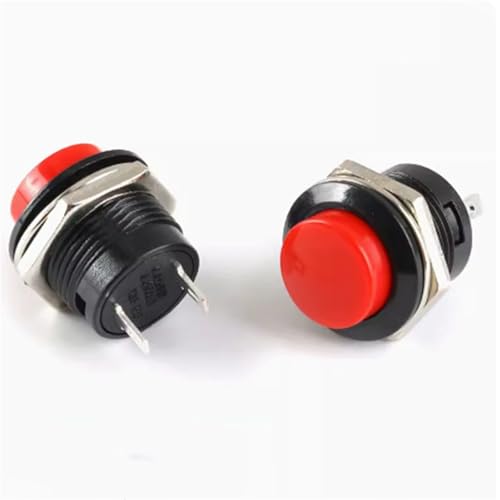 16mm Momentary Push Button Switch R13-507 Selbst-Recovery-Taste 6A 125V 3A 250V 1Pcs(Red) von QEJBQKWU