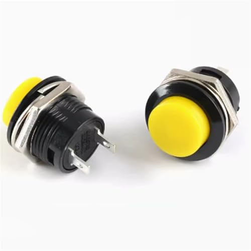 16mm Momentary Push Button Switch R13-507 Selbst-Recovery-Taste 6A 125V 3A 250V 1Pcs(Yellow) von QEJBQKWU