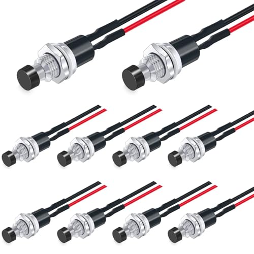 1A 250V AC 2 Pins SPST 6 Farben Normal Open Momentary Push Button Switch mit vorgelöteten Drähten PBS-110-X6C 10Pcs(12pcs balck) von QEJBQKWU