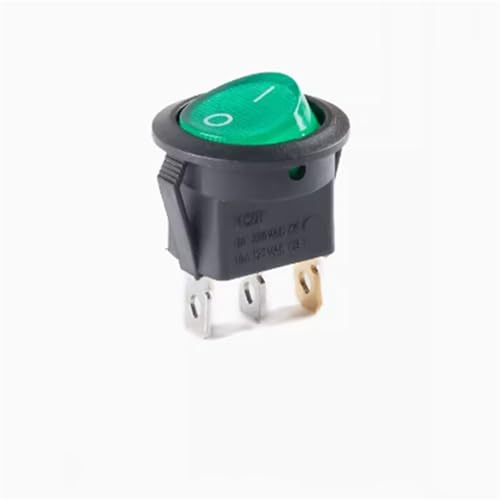 20mm Runder Wippschalter Quadratisch 6A 250V 10A 125V 3/4 Pin EIN AUS Runder Schalter 1St(Green light 3P2T) von QEJBQKWU