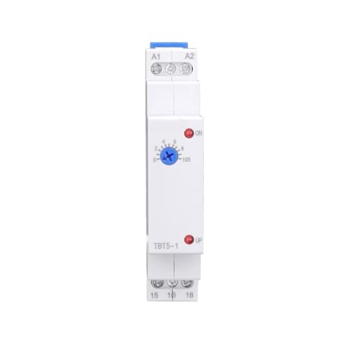 24-240VAC/DC Universal TBT5-1/2 Spannungsrelais Din-Schiene Timer-Relaismodul Elektronischer Timer Zeiteinstellbereich 0,1S-60m 1Stk(Red Knob,TBT5-1 0.3s-60s) von QEJBQKWU