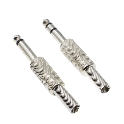 6,35mm/6,5mm 2Pole Mono Verstärker 6,35 Stereo Metall Mikrofon Jack Audio Stecker for KTV 2Pcs(Mono Nickel plating) von QEJBQKWU