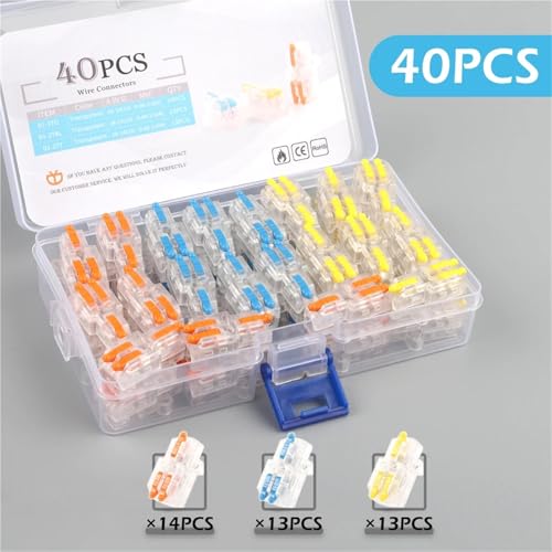 Boxed Quick Compact Splitter Anschluss Push In Splice Terminal Block 1 In Mehrere Out Kabel Leiter Conector 24Pcs(D1-2T 40PCS) von QEJBQKWU