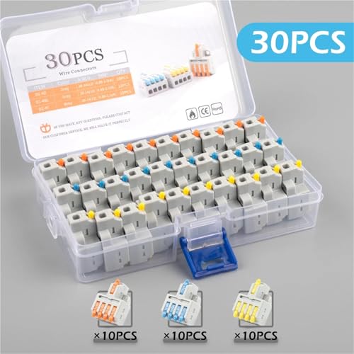 Boxed Quick Compact Splitter Anschluss Push In Splice Terminal Block 1 In Mehrere Out Kabel Leiter Conector 24Pcs(D1-4 30PCS) von QEJBQKWU