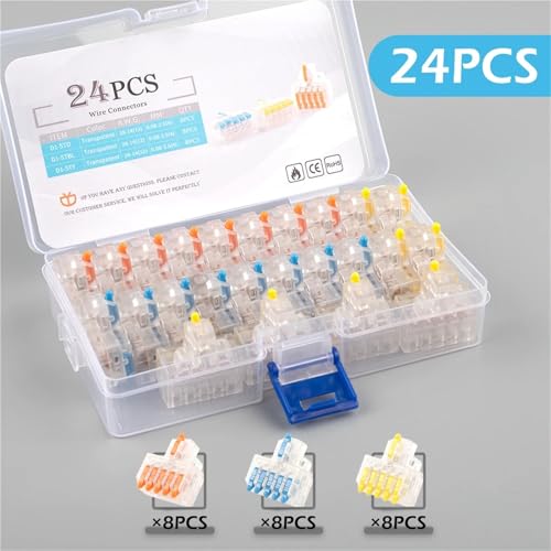 Boxed Quick Compact Splitter Anschluss Push In Splice Terminal Block 1 In Mehrere Out Kabel Leiter Conector 24Pcs(D1-5T 24PCS) von QEJBQKWU
