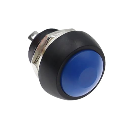 DIY Mini 12mm Momentary Push Button Switch Horn Blau Weiß Grün Rot Gelb Schwarz 1A 250V Selbst-reset 1Pcs(Reset Blue) von QEJBQKWU