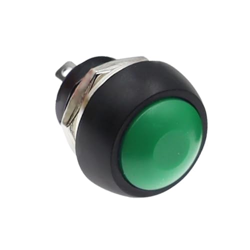 DIY Mini 12mm Momentary Push Button Switch Horn Blau Weiß Grün Rot Gelb Schwarz 1A 250V Selbst-reset 1Pcs(Reset Green) von QEJBQKWU