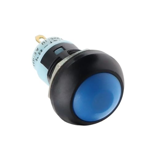 DIY Mini 12mm Momentary Push Button Switch Horn Blau Weiß Grün Rot Gelb Schwarz 1A 250V Selbst-reset 1Pcs(Self Lock Blue) von QEJBQKWU