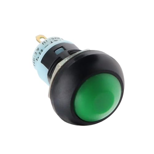 DIY Mini 12mm Momentary Push Button Switch Horn Blau Weiß Grün Rot Gelb Schwarz 1A 250V Selbst-reset 1Pcs(Self Lock Green) von QEJBQKWU