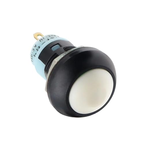 DIY Mini 12mm Momentary Push Button Switch Horn Blau Weiß Grün Rot Gelb Schwarz 1A 250V Selbst-reset 1Pcs(Self Lock White) von QEJBQKWU