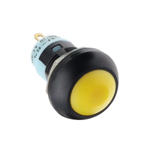 DIY Mini 12mm Momentary Push Button Switch Horn Blau Weiß Grün Rot Gelb Schwarz 1A 250V Selbst-reset 1Pcs(Self Lock Yellow) von QEJBQKWU