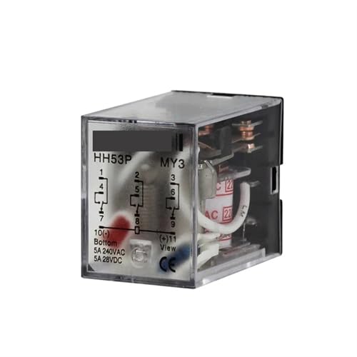 Elektromagnetische Spule Allgemeines DPDT-Leistungsrelais MY3NJ DPDT 11 Pins HH53P DC12V 24V AC220V Miniaturrelais 1St(DC,380V with Base) von QEJBQKWU