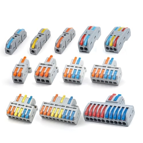 Hebel-Schnelldrahtverbinder verbinden elektrische Universal-Spleiße, kompakter Inline-Push-in-Anschlussblock for den Heimgebrauch, 412/413 SPL, 5 Stück(D3-9) von QEJBQKWU