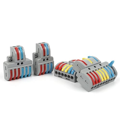 Hebel-Schnellverdrahtungsanschlüsse, universeller kompakter Splitter, Elektrokabel-Einsteckleiteranschluss mit Klemmenblock, 10 Stück(10PCS NC-4-8) von QEJBQKWU