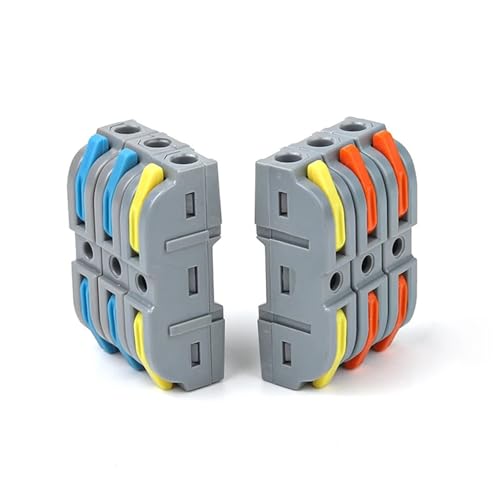 Hebelmutter 221 Schnellspleiß-Multiplex-Stoßdrahtverbinder Kompakter elektrischer 1-zu-1-Inline-Klemmenblock for Zuhause, 10 Stück(NC-221 BL,10PCS) von QEJBQKWU