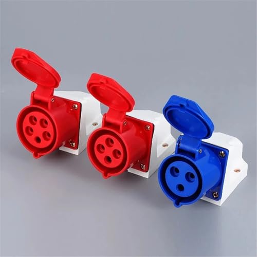 Industrielle und Steckdose 5-polig 3-adrig 3P/4P/5P Elektrischer Anschluss 16A 32A IP44 Wandsteckdose 220V 380V 415V MÄNNLICH WEIBLICH 1St(Plug,16A_4P) von QEJBQKWU