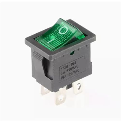 KCD1 15 * 21mm ON-OFF Boot Wippschalter 6A 250V AC 10A 125V 4Pin Rot Grün Lichtschalter 1 Stücke(4P2T green) von QEJBQKWU
