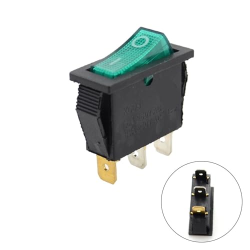 KCD3 Wippschalter mit EIN/AUS 16A 250V 220V 3Pin 20A Kleine Lichtabdeckungskappe 1St(Green Light Switch) von QEJBQKWU