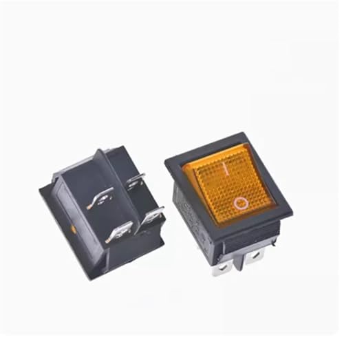 KCD4 Wippschalter 2 Positionen 4PIN EIN-AUS Elektrische Geräte mit Licht Netzschalter 16A 250VAC 1St(Yellow light) von QEJBQKWU